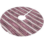Burgundy Red Pink Rose Gold Glitter Stripes Kerstboom Rok (Gekanteld)