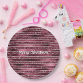 Burgundy Red Pink Rose Gold Glitter Stripes Papieren Bordje (Feest)