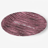 Burgundy Red Pink Rose Gold Glitter Stripes Papieren Bordje (Gekanteld)