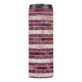 Burgundy Red Pink Rose Gold Glitter Stripes Thermosbeker (Achterkant)