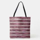 Burgundy Red Pink Rose Gold Glitter Stripes Tote Bag (Voorkant)