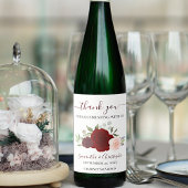 Burgundy Red Pink Roses Elegant Weddenschap Hartel Wijn Etiket