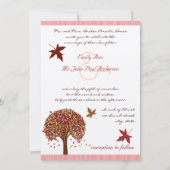 Burgundy Red Pink Tree Weddenschap Kaart (Achterkant)