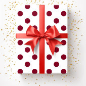 Burgundy Red Polka Dots Pattern Cadeaupapier