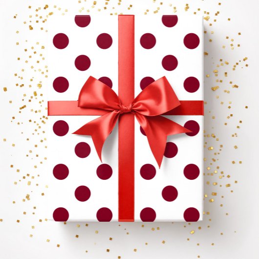 Burgundy Red Polka Dots Pattern Cadeaupapier