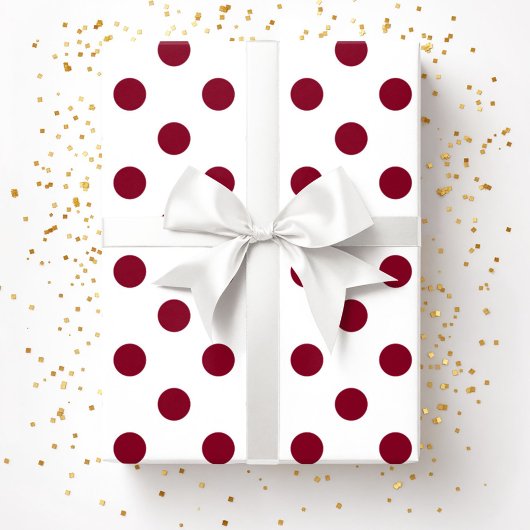 Burgundy Red Polka Dots Pattern Cadeaupapier
