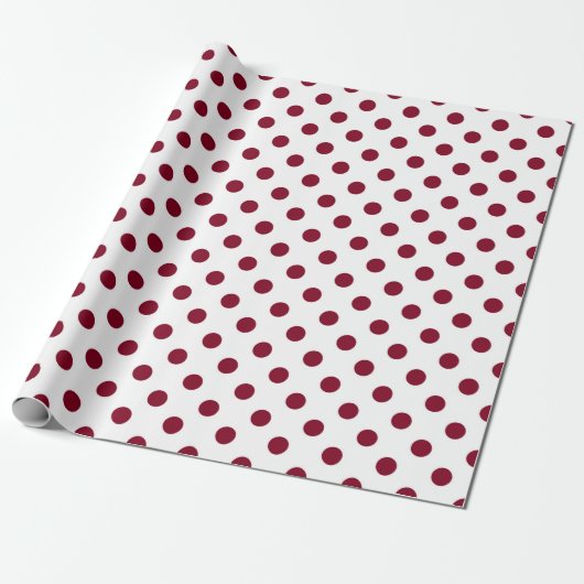 Burgundy Red Polka Dots Pattern Cadeaupapier (Uitgerold)