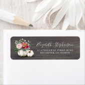 Burgundy Red Pumpkin Vase Rustic Herfst Etiket (Insitu)