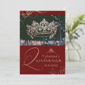 Burgundy Red Quinceañera bedankt de sjabloon Kaart (Staand voorkant)