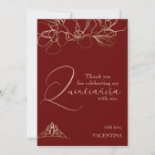 Burgundy Red Quinceañera bedankt de sjabloon Kaart (Achterkant)