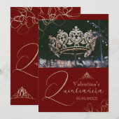 Burgundy Red Quinceañera bedankt de sjabloon Kaart (Voorkant / Achterkant)