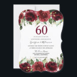 Burgundy Red Romantic 60th Wedding Jubileum Kaart<br><div class="desc">Burgundy Red Romantic 60th Wedding Jubileum Invitations Zie bijbehorend collectie in Niche en Nest Store</div>