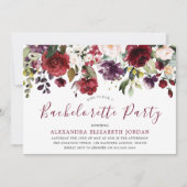 Burgundy Red Romantic Flowers Bachelorette Party Kaart (Voorkant)