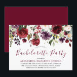 Burgundy Red Romantic Flowers Bachelorette Party Kaart<br><div class="desc">Burgundy Red Romantic Flowers Bachelorette Party Invitation Zie bijbehorend collectie in Niche en Nest Store</div>