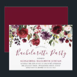 Burgundy Red Romantic Flowers Bachelorette Party Kaart<br><div class="desc">Burgundy Red Romantic Flowers Bachelorette Party Invitation Zie bijbehorend collectie in Niche en Nest Store</div>