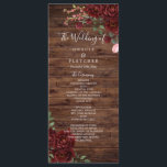 Burgundy Red Romantic Rozen Rustic Wood Weddenscha Programmakaart<br><div class="desc">Burgundy Red Romantic Rozen Rustic Wood Wedding Programme Zie bijbehorend collectie</div>