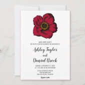 Burgundy red roos simpel script floral Wedding Kaart (Voorkant)