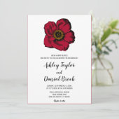 Burgundy red roos simpel script floral Wedding Kaart (Staand voorkant)