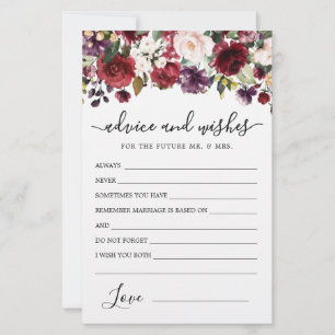 Burgundy Red Rose Floral Advice en Wishes Kaart