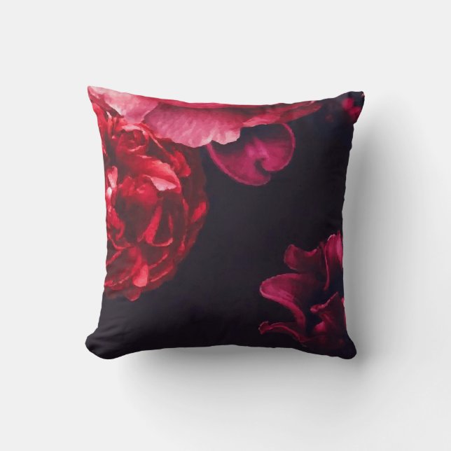 Burgundy Red Rose Floral Bloom Kussen (Voorkant)