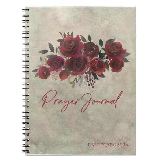 Burgundy Red Rose Floral Prayer Journal Notitieboek (Voorkant)