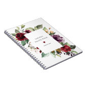 Burgundy Red Rose Floral Recipe Book Notitieboek (Rechterzijde)