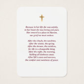 Burgundy Red Rose Gold Floral Memorial Cards Visitekaartje (Achterkant)