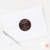Burgundy Red Rose legant Wedding Save the Date Ronde Sticker (Envelop)