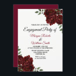 Burgundy Red Rose Romantic Engagement Party nodigt Kaart<br><div class="desc">Burgundy Red Rose Romantic Engagement Party Invite See matching collectie in Niche and Nest store</div>