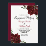 Burgundy Red Rose Romantic Engagement Party nodigt Kaart<br><div class="desc">Burgundy Red Rose Romantic Engagement Party Invite See matching collectie in Niche and Nest store</div>