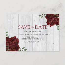Burgundy Red Rose Romantic Sla de datum op Save The Date