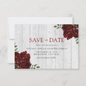 Burgundy Red Rose Romantic Sla de datum op Save The Date (Voorkant)