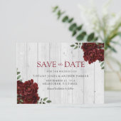 Burgundy Red Rose Romantic Sla de datum op Save The Date (Staand voorkant)