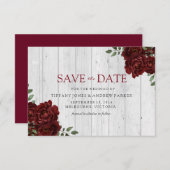 Burgundy Red Rose Romantic Sla de datum op Save The Date (Voorkant / Achterkant)