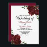 Burgundy Red Rose Romantic Wedding Invitation Kaart<br><div class="desc">Burgundy Red Rose Romantic Wedding Invitation Zie bijbehorend collectie in Niche en Nest store</div>