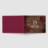 Burgundy Red Rose Rustic 15th Wedding Jubileum Gastenboek (Volledig)