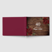 Burgundy Red Rose Rustic 40th Wedding Jubileum Gastenboek (Volledig)