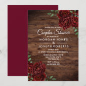 Burgundy Red Rose Rustic Couples Shower Kaart (Voorkant / Achterkant)