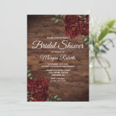 Burgundy Red Rose Rustic Vrijgezellenfeest Kaart (Staand voorkant)