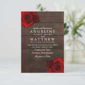 Burgundy Red Rose Rustic Wood Weddenschap Kaart (Staand voorkant)