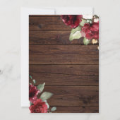 Burgundy Red Rose Rustic Wood Weddenschap Kaart (Achterkant)