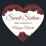 Burgundy Red Rose Sweet 16 16th Birthday Party Hart Sticker<br><div class="desc">Burgundy Red Rose Sweet 16 16th Birthday Party love Heart stickers Zie Niche and Nest Store voor overeenkomend collectie</div>
