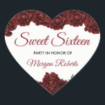 Burgundy Red Rose Sweet 16 16th Birthday Party Hart Sticker<br><div class="desc">Burgundy Red Rose Sweet 16 16th Birthday Party love Heart stickers Zie Niche and Nest Store voor overeenkomend collectie</div>