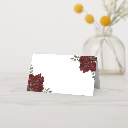 Burgundy Red Rose Table Name Place Card Plaatskaartje (Voorkant)