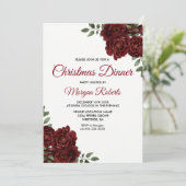 Burgundy Red Rose - Uitnodiging voor kerstfeest (Staand voorkant)