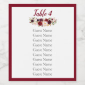 Burgundy Red Rose Weddenschap Wine Bottle Label Wijn Etiket (Enkel label)