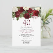 Burgundy Red Roses 40th Wedding Jubileum V2 Kaart (Staand voorkant)