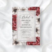 Burgundy Red Roses Anemone Floral Bridal Brunch Kaart