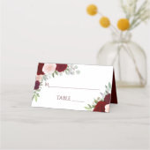 Burgundy Red & Roses Elegant Wedding Write-In Plaatskaartje (Voorkant)