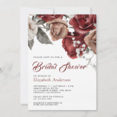 Burgundy Red Roses Floral Bridal Shower Kaart (Voorkant)